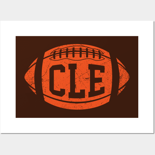 CLE Retro Football - Brown Wall Art by KFig21